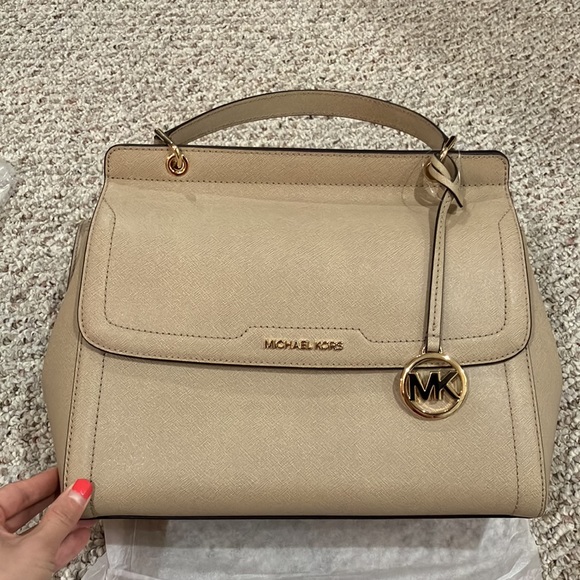 Michael Kors Talia MK LG Th Satchel Flap Bag Saffiano...